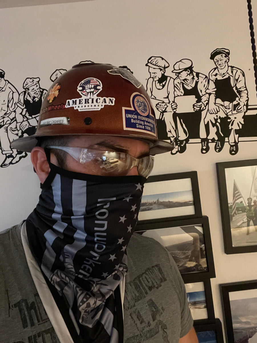 BEL!　MASKFACEBAIT WORKER Ironworker Bandana mask with free lunch atop a skyscraper